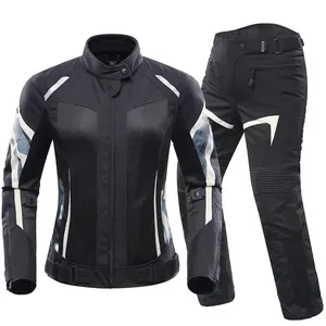 TNAC 여성 패션 보호 오토바이 자켓 바지 정장 천공 통기성 CE 보호 의류 착용 여성