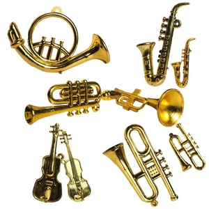 Breloques en gros multi-styles pour instruments de musique miniatures : Violon, Saxophone, Trompette dorés – Pendentifs porte-clés pour le bricolage - Product Image 2