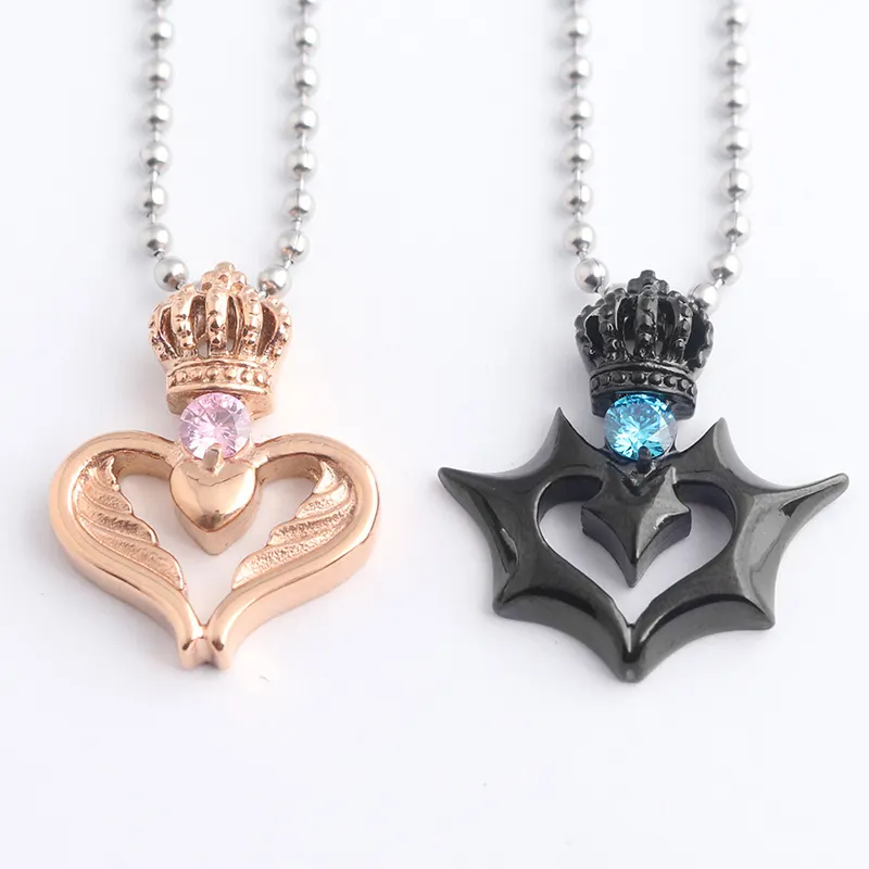 Fashion Lover Her King His Queen Crown Letter Necklaces Couple Pendants For Women Men Valentine's Day Gift Jewelry