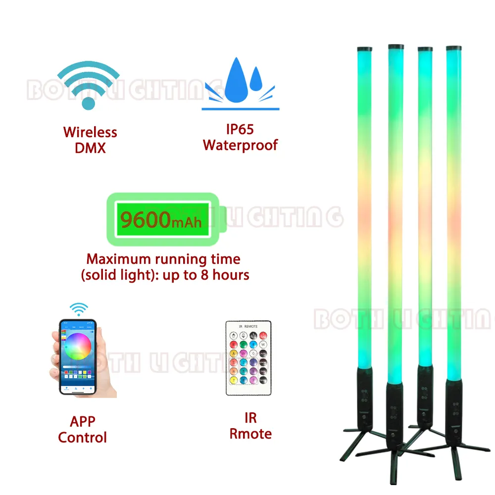 Both Lighting 360 degree led tube light IP65 Wireless DMX Battery Pixel Titan Full color for wedding dj event stage effects