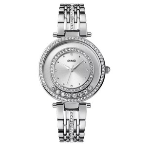 Montre tendance de luxe pour femme en or rose, avec lunette pavée de cristaux, bracelet en acier inoxydable, montre à quartz tendance - Product Image 2