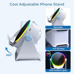 Altavoz Inalámbrico con Sensor Inteligente, Soporte Giratorio de 360 Grados, Soporte para Teléfono con Luz RGB, Altavoz de Audio BT - Product Image 4
