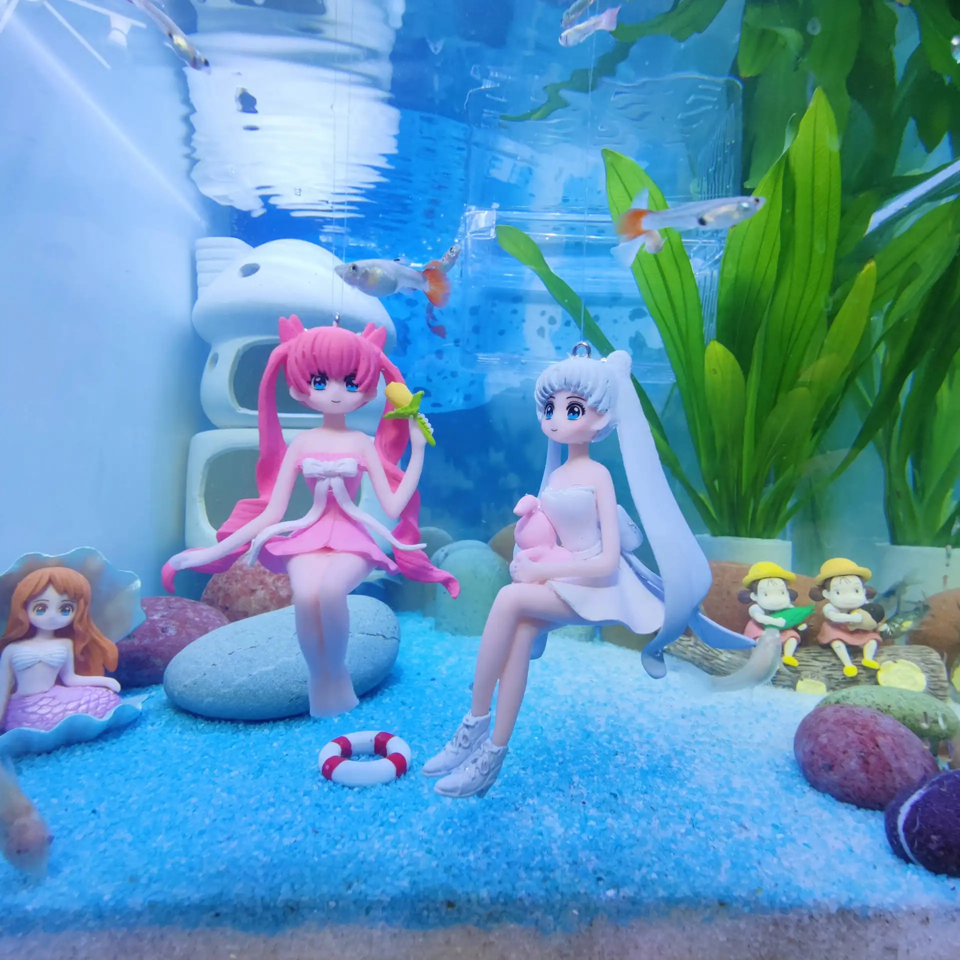 Girl Aquarium Accessories Landscaping Cute Fish Tank Decoration Pvc Fish Tank Ornaments