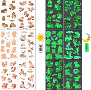 Tatouages temporaires phosphorescents pour enfants : motifs écureuils, élan, chevaux – Autocollants corporels pour jeunes, idéaux pour les fêtes d'anniversaire amusantes - Product Image 2