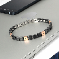 Bracelet de bijoux en cristal CZ au design unique personnalisé Bracelet pour hommes en céramique à maillons supplémentaires Bracelet en acier inoxydable à taille réglable