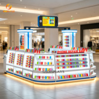 Kiosco de Exhibición de Teléfonos Móviles con Iluminación LED Personalizada, Mostrador de Vidrio para Reparación de Teléfonos, Vitrina con Pantalla