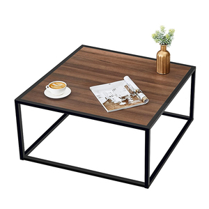 <span class=keywords><strong>Tavolino</strong></span> da Caffè Industriale in Legno all'Ingrosso, Facile da Montare, Quadrato, Basso, per Soggiorno con Struttura in Metallo Nero - Product Image 5