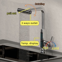 Robinet de cuisine multifonctionnel à affichage numérique intelligent Mélangeurs d'évier en laiton chromé pour la salle de bain et la cuisine