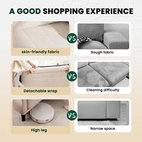 45 "Beige Cómodo Sofá Loveseat con cubierta lavable extraíble Cojines de espuma de alta densidad Marco de madera maciza Fácil de montar
