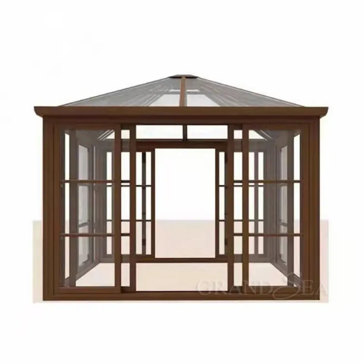 Large Outdoor Aluminium frame Glass House Triangle roof Garden Room Insulated Conservatory Sunroom