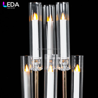 Décoration de table pour événements LEDA, chandelier doré à 6 bras, support à bougies en métal à deux niveaux, support de toile de fond pour mariage