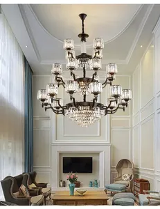 Nhà Máy Giá thấp chất lượng cao sắt nghệ thuật nướng sơn + Pha lê cao cấp retro cầu thang tường ánh sáng đèn chùm - Product Image 5