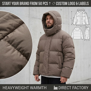 Blouson d'hiver mat en nylon personnalisé, coupe carrée, esthétique technique, en duvet synthétique durable, longueur courte pour homme - Product Image 2