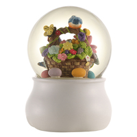 Luxspire Boule À Neige Fleur Panier Oiseau Globe D'eau Blanc Fleur Base Soufflant Neige Chambre Décoration Cadeau Souvenir Résine Boule À Neige