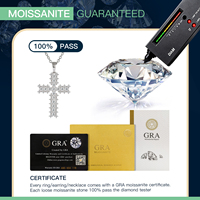 Collier pendentif croix en argent sterling 925 avec pavé complet de moissanite, chaîne de clavicule unisexe de luxe