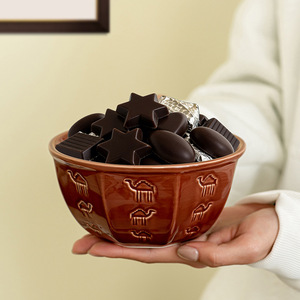 Bol en céramique de grande capacité de style moyen-oriental à motif de chameau, couleur orange clair brun, pour chocolat et desserts, prix de gros - Product Image 4