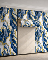 Papier peint adhésif effet marbre pour villa, appartement, hôtel – Autocollant mural moderne en PET, imperméable, ignifuge et résistant à l'humidité