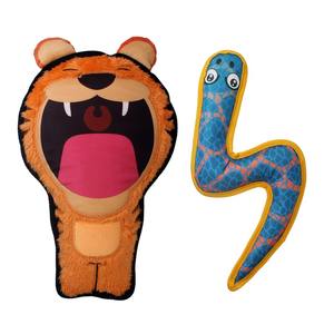 Fabricante de juguetes para perros, juguete para perros de peluche, tigre sonriente, serpiente resistente, venta al por mayor, juguete para masticar perros, peluche chirriante - Product Image 1