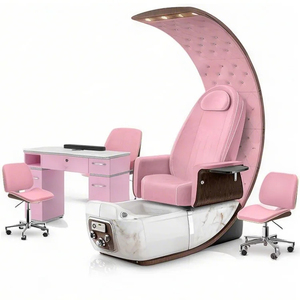 Snelle Levering Betaalbare Luxe Haigh Kwaliteit Halve Maan Handgemaakte Hete Roze Troon Salon Pedicure Stoelen