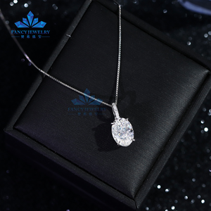 IGI bersertifikat Lab tumbuh liontin berlian 10K 14K 18K emas DEF VVS1 VS1 CVD 1CT-5CT Oval laboratorium kalung berlian - Product Image 5