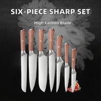 Ensemble complet de couteaux de cuisine artisanaux, couteau à pain, couteau de chef, couteau Santoku, couteau à découper et couteau utilitaire, manche en bois, acier