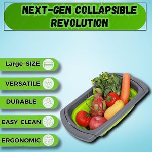 Panier de drainage pliable pour fruits et légumes en PP + TPR, rétractable et pliable, gadget de cuisine très vendu - Product Image 3