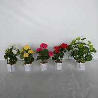 Petit bonsaï artificiel pour centre de table, feuilles de begonias en soie rouge et verte, plantes en pot de 45 cm, décoration de mariage et de maison