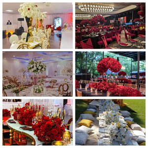 SMOOTH Promotion Boule de fleurs artificielles en soie roses rouges, bleues, jaunes pour centre de table de mariage, taille personnalisable, design asymétrique fragmenté - Product Image 5