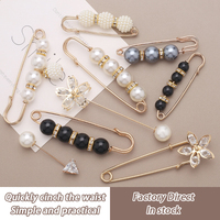 Broche multifonctionnelle style rétro avec perle pour la taille et breloque pour chaussures, pour la décoration de mode et la fixation sur pantalons ajustés