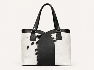 Cow Pattern Modern Luxury Women's Full Grain Calf Leather <b>Large</b> Capacity Lightweight Button Closure <b>Handbag</b> Classic - Product Image 1