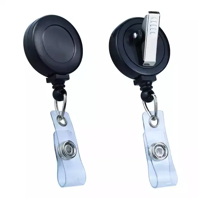 Bestom bobine di Badge retrattili in ABS rotonde personalizzate da 32mm con Clip a coccodrillo e cinturino in PVC