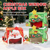 Boîte d'emballage de Noël personnalisée pour pommes, boîte d'emballage de Noël 3D Père Noël et rennes, boîte avec poignée en corde pour cadeaux de fêtes
