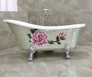 <span class=keywords><strong>Baignoire</strong></span> italienne autoportante ovale en acrylique avec contour en mosaïque, petite <span class=keywords><strong>baignoire</strong></span> en acrylique - Product Image 1