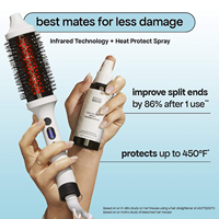 Brosse thermique électrique portable 2 en 1, 38 mm, à double chauffage PTC, brosse ronde en céramique ionique pour boucler les cheveux