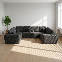 VONLIVA Ensemble de canapés modulaires modernes compressés, surdimensionné, avec deux longues chaises longues en velours côtelé, personnalisable, sans structure de support