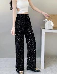 Pantalon à paillettes à taille haute glamour - Pantalon de soirée scintillant pour femmes, tenue de fête du Nouvel An et de club - Product Image 4