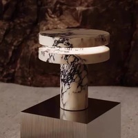 Lampe de table LED AC en pierre, design postmoderne, modèle Moom, pour hôtel, bureau, chambre à coucher, chevet, lampe décorative artistique
