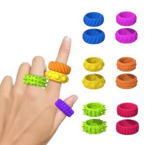 Anelli di filatore per dita in Silicone personalizzati da 12 confezioni-giocattoli di Fidget per alleviare lo Stress sensoriale per <span class=keywords><strong>autismo</strong></span> e ansia - Product Image 3