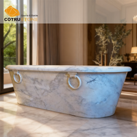 Baignoire en marbre naturel Cotrustone, fabriquée à la main, baignoire luxueuse en pierre naturelle avec sculptures pour la salle de bain à domicile