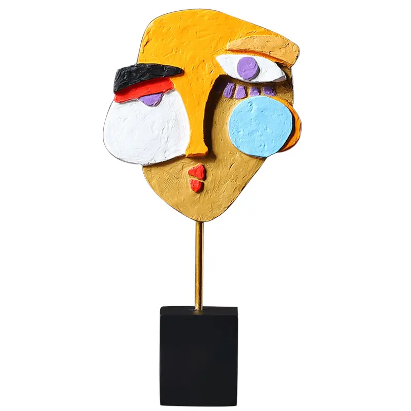 Ornements de bureau de mode minimaliste nordique, Sculpture abstraite colorée du visage humain pour la décoration de la maison