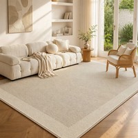 Tapis confortable style bouclé, grand tapis uni beige crème pour salon, tapis moderne doux et moelleux pour la décoration de la maison