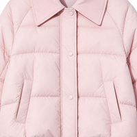 Veste courte matelassée rose pour femme, col à revers, fermeture à boutons-pression, manteau d'hiver, vente en gros