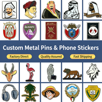 Épingles et autocollants en métal émaillé 3M personnalisés, imperméables, plaqués or/argent/laiton, logo arabe coloré, adhésifs pour coque de téléphone portable