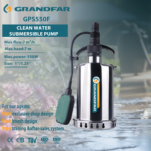 Pompe à eau submersible Grandfar 550W 10M pour petit jardin domestique, tout en acier inoxydable avec roue en plastique, modèle GPS550F en acier inoxydable - Product Image 1