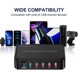 Chargeur USB intelligent à 6 ports, station de charge rapide multiport QC 3.0, chargeur USB 86W pour smartphone, tablette, PC - Product Image 2