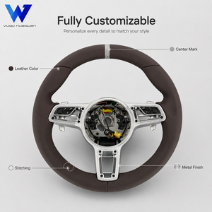 Volant en cuir marron de haute qualité, vente directe d'usine, adapté aux Porsche Macan Cayenne 718 911 Panamera, matériau en cuir - Product Image 4
