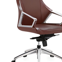 Chaise de bureau pivotante à dossier haut en cuir, siège de direction réglable en hauteur, inclinable, accoudoirs métalliques, base à 5 étoiles sur roulettes