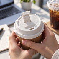 Couvre-gobelet rond en plastique PP écologique, couvercle jetable imperméable pour la restauration et les bouteilles