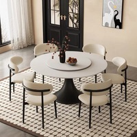 Nouvelle table à manger ronde moderne de luxe design Table à manger en bois massif Table à manger haut de gamme avec plateau tournant et 4 chaises