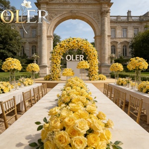 Arco <span class=keywords><strong>de</strong></span> Flores <span class=keywords><strong>de</strong></span> Seda Realistas <span class=keywords><strong>de</strong></span> Estilo Europeo, Color Amarillo Gigante, para Decoración <span class=keywords><strong>de</strong></span> Bodas, Eventos y Regreso a Clases - Product Image 1